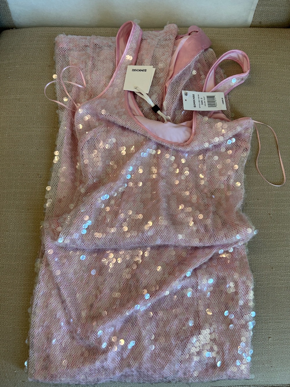 NWT Simkhai Bex Tank Maxi Dress Gown Tulip Pink Sz0 Sequin Gown Cocktail Party - Picture 4 of 7